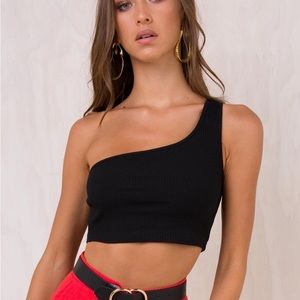 Princess Polly off the shoulder crop top in black